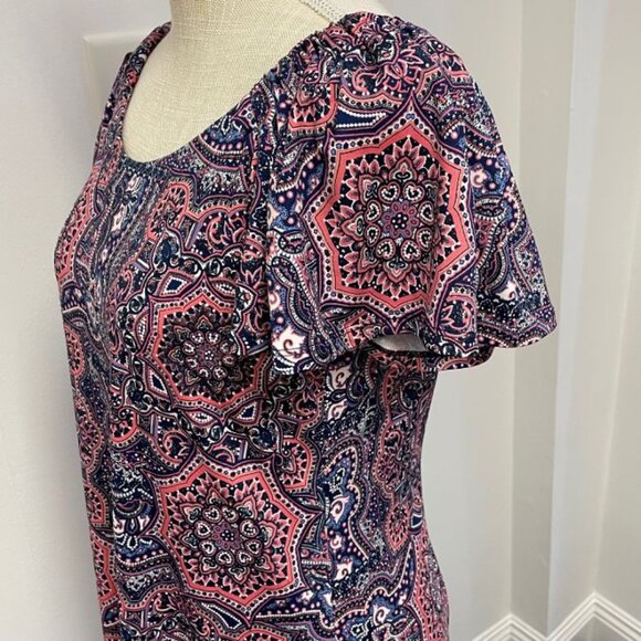 Signature by Robbie Bee Women's Dress - Pink and Blue Paisley- Size S - EUC - Picture 5 of 9